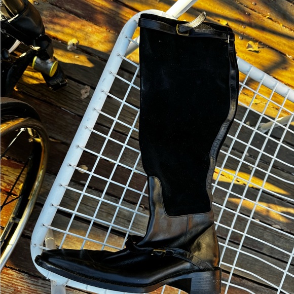 Ralph Lauren two-toned black leather and suede riding boots, beautiful contrast - Picture 6 of 10